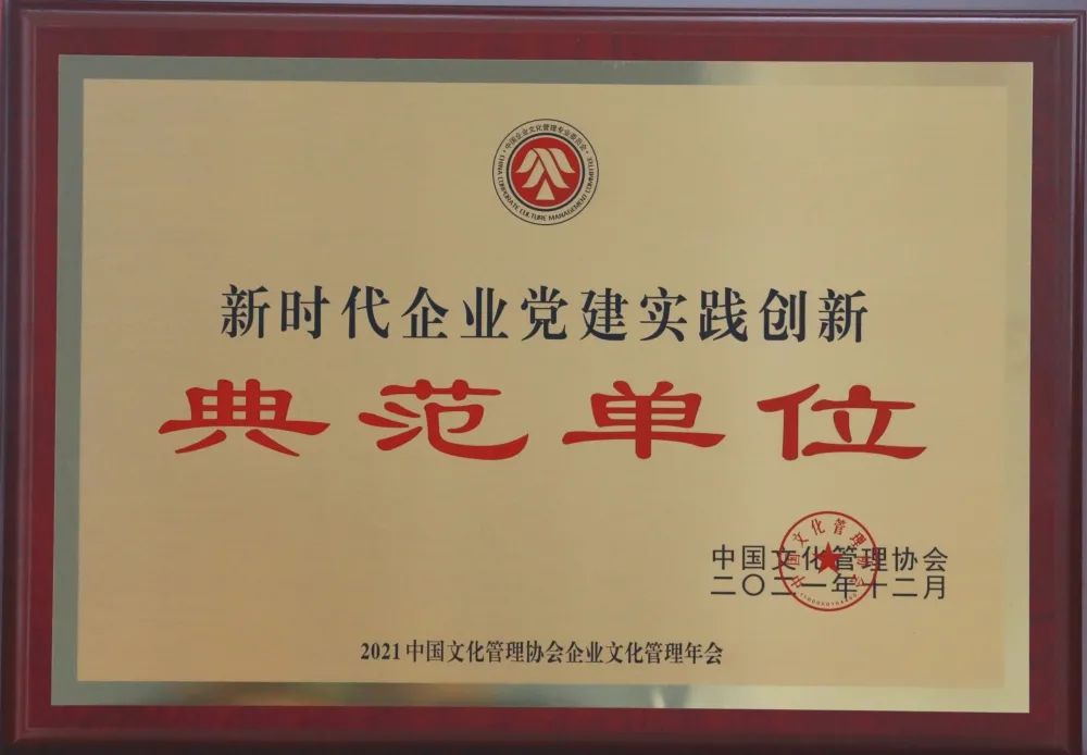 集团获评2021年度新时代企业党建实践创新·典范单位